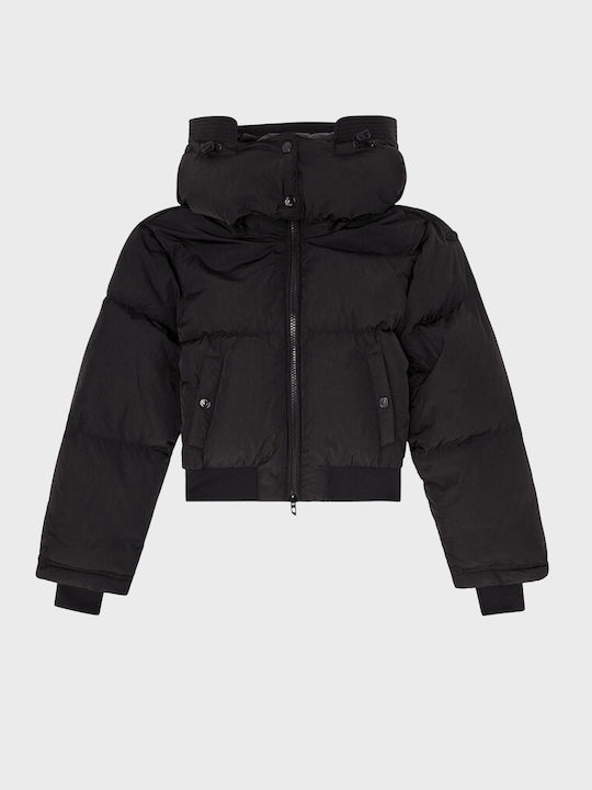 Short Women's Puffer Jacket for Winter Black