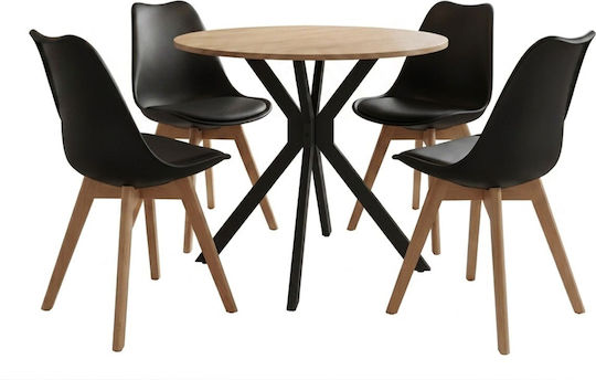 Kitchen Table Gaston with 4 Chairs 80x80cm