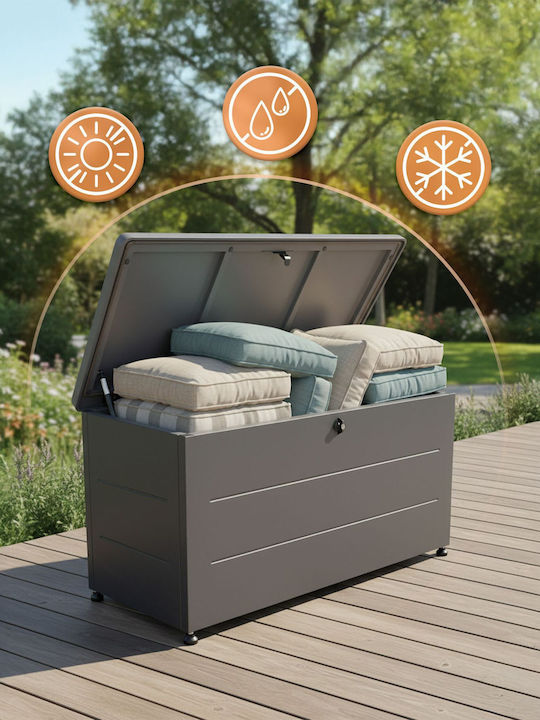 Relaxdays Outdoor Storage Box Plastic Grey L155xW50xH59cm