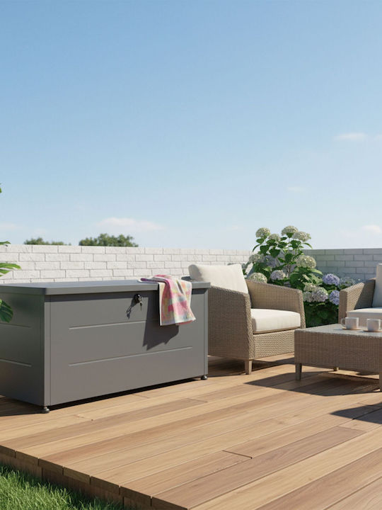 Relaxdays Outdoor Storage Box Plastic Grey L155xW50xH59cm