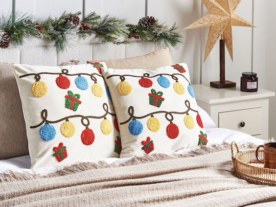 Beliani Broken White Throw Pillow 45x45cm