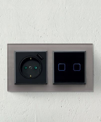 Ospel Sonata Comutator De Perete Electric Încastrat Tactil Obturator Rulou Sens Unic Fără Ramă Negru ŁPD-7RS M 32