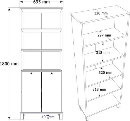 Βιβλιοθήκη BRAGI Λευκό 69.5x32x180εκ.