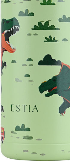 Estia Wonder Bottle Save The Aegean Stainless Steel Kids Water Bottle Dinosaurs Thermos with Straw Non Spill Dino Explorer 500ml