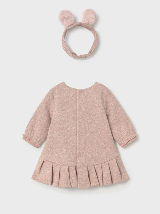 Bunny Girls Dress Long Sleeve Polka Dot Set with Accessories Pink