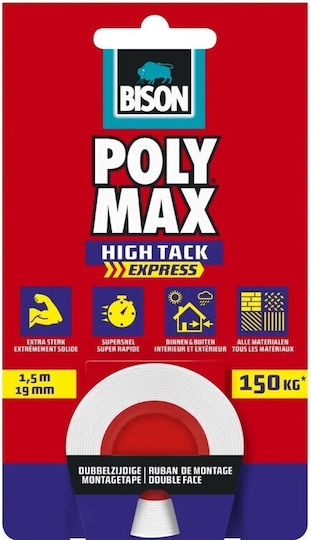 Polymax Hochleistungs-Doppelseitiges Klebeband Weiß 19mmx1,5m Bison 7004399