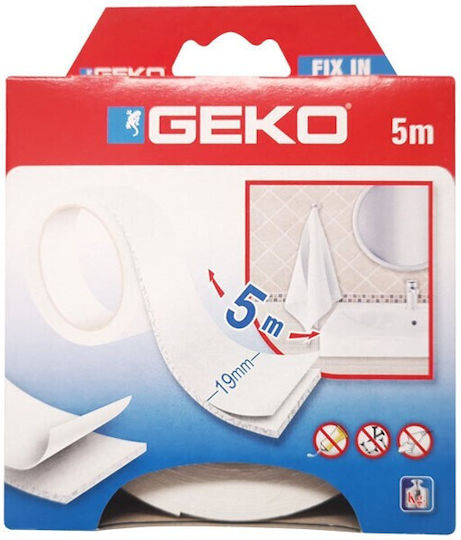 Geko White Self-Adhesive Foam Double-Sided Tape White 19mmx5m 1pcs