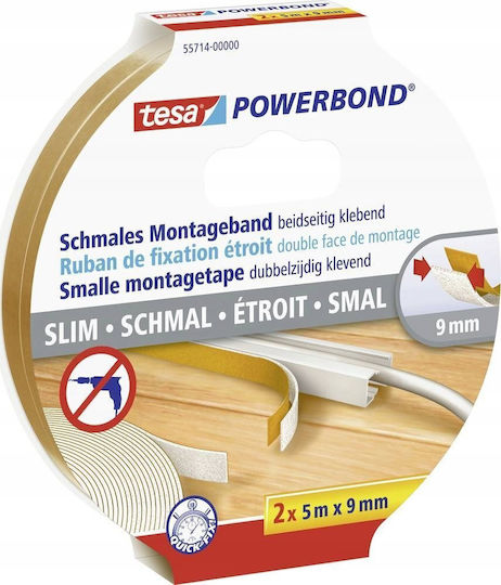 Tesa Powerbond Самозалепваща Самозалепваща Лента Прозрачна 9ммx2м 1бр