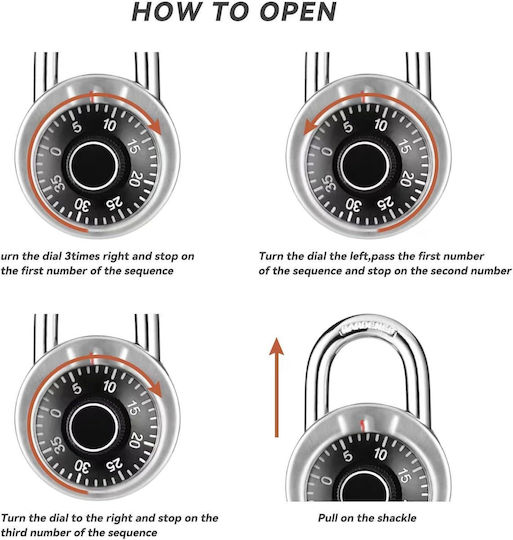 Padlock Brass Combination 50mm Silver