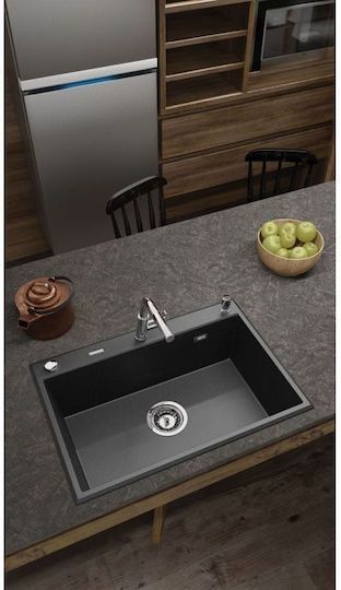 Deante Drop-In Kitchen Sink Made of Liquid Granite M70xP52cm Black