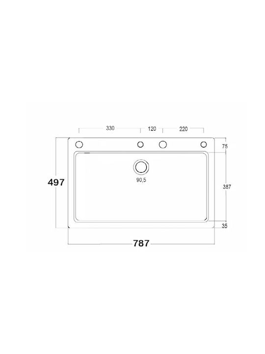 Sanitec Ultra Granite SAN.850.34.SNA.INX Drop-In Sink Inox W79xD50cm Silver