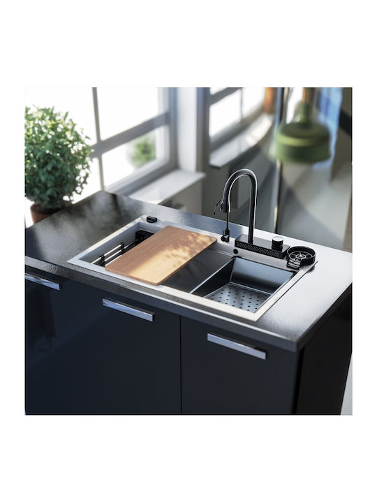 Sanitec Ultra Granite SAN.850.34.SNA.INX Drop-In Sink Inox W79xD50cm Silver
