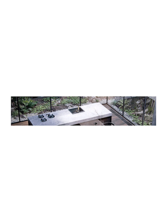 GraniteQ Drop-In Spüle aus Verbundgranulat mit Wasserhahn B77xT44cm Schwarz