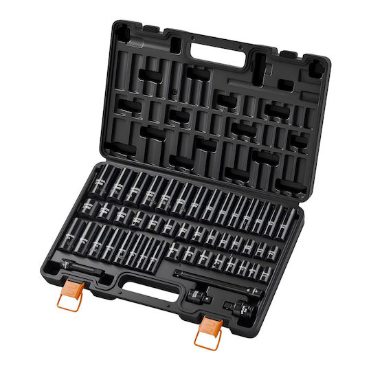 Vevor Комплект Ключови Гайки Ударни 3/8" 48 Бройки 6 Ъгъла Sae 5 16"-3 4" Метрични 8-22 Mm Удължител Адаптор Кутия Cjttzjcrvcz4aohc5001v0