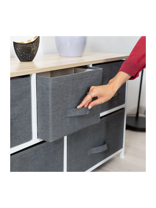 Comodă de Depozitare din Metal și Țesătură L45xl30xÎ95cm