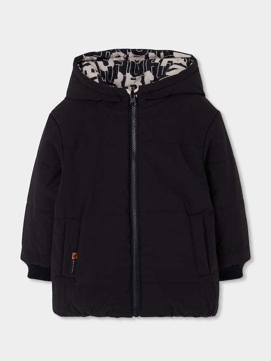 Geacă casual pentru copii reversibilă bej cu negru