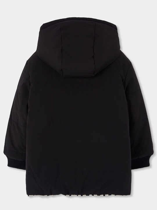 Geacă casual pentru copii reversibilă bej cu negru