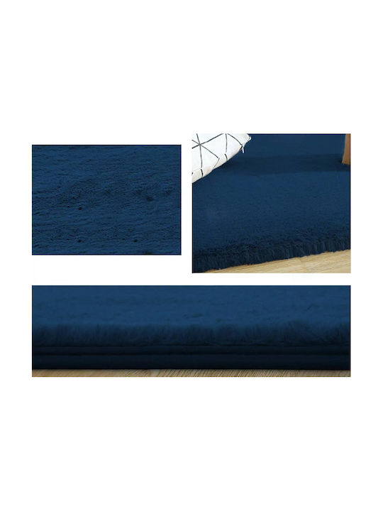 Strado Carpets Teppich Rechteckig Synthetisch,Polyester/Cotton/Leather Blue