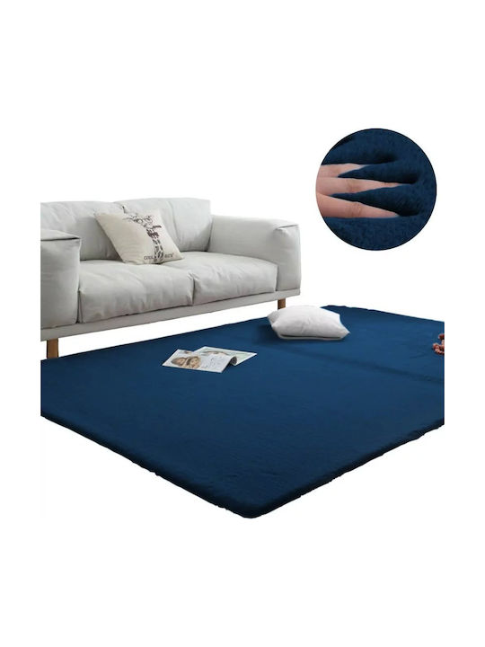 Strado Carpets Teppich Rechteckig Synthetisch,Polyester/Cotton/Leather Blue