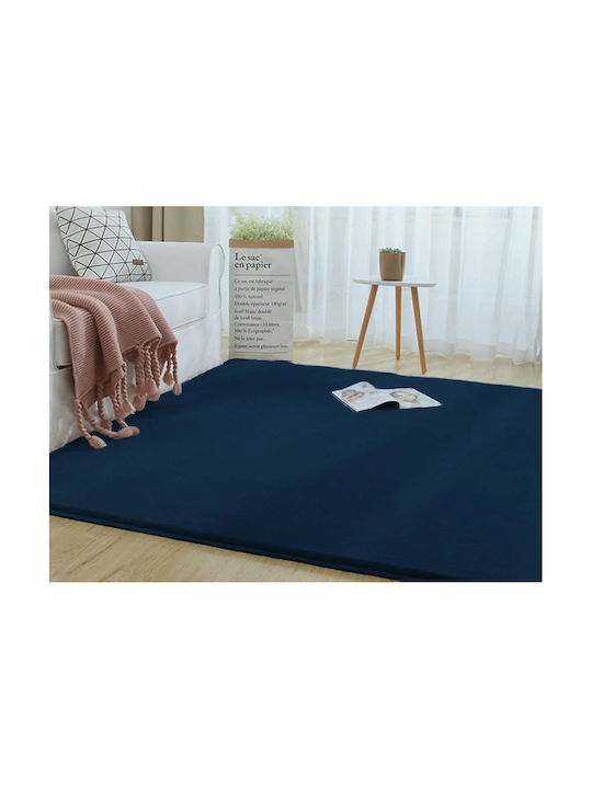 Strado Carpets Teppich Rechteckig Synthetisch,Polyester/Cotton/Leather Blue