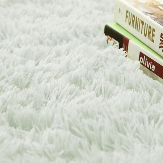 Strado Carpets Αντιολισθητικό Χαλί Στρογγυλό Shaggy White Lime Φ150cm