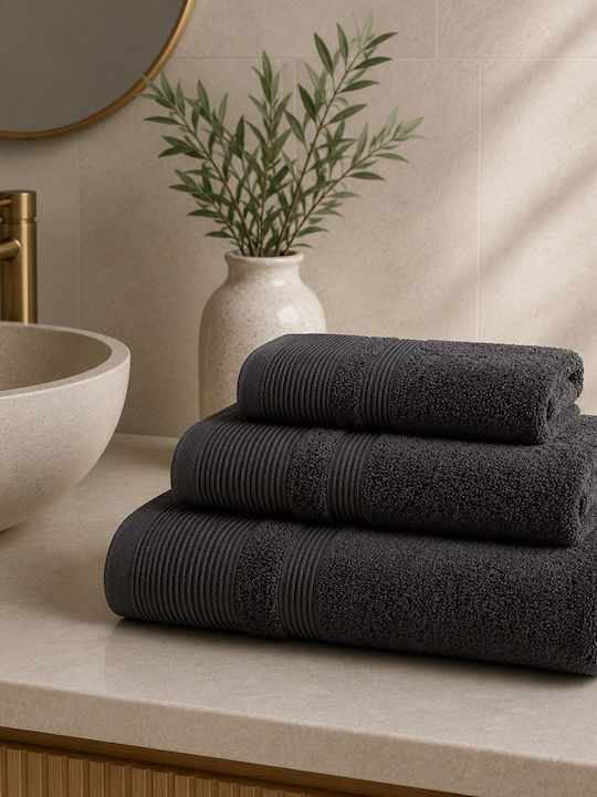 Sidirela Πετσέτα Χεριών 30x50εκ. Black Βάρους 600gr/m²