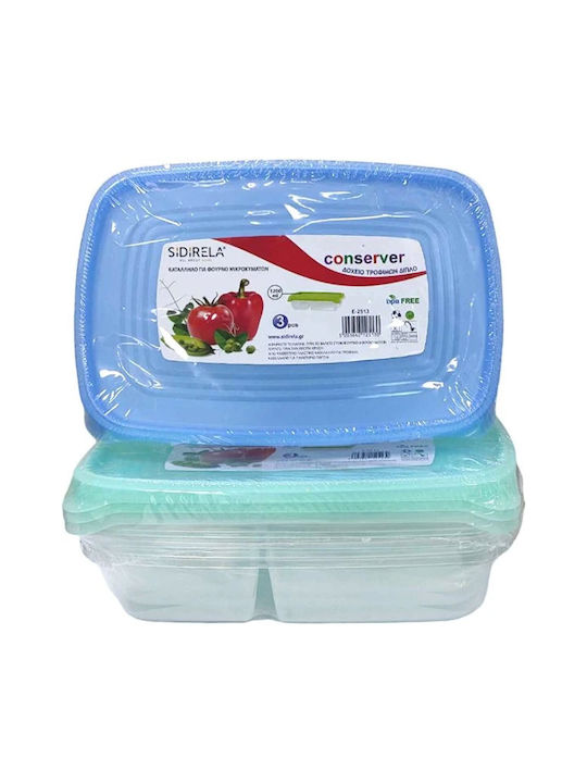 Sidirela Σετ Δοχεία Φαγητού Πλαστικά Διάφανα 16x16cm 3τμχ