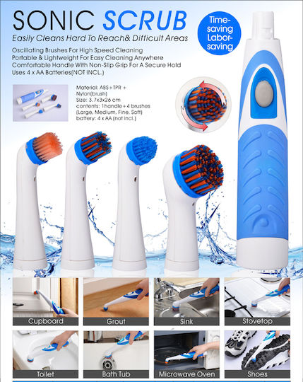 Cenocco Plastic Rotating Cleaning Brush with Handle Blue