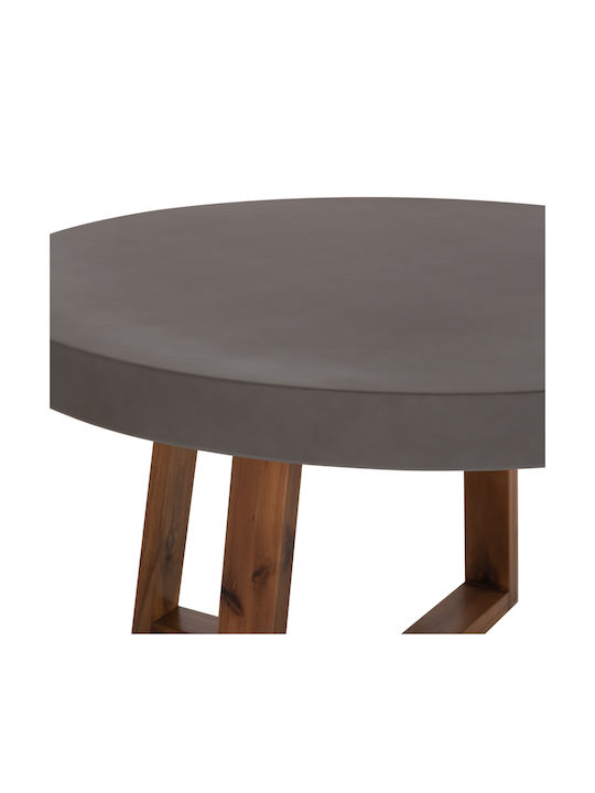 Rundes Esszimmer- und Küchentisch mit Beton-Oberflächenmaterial in Grau 130x130x75cm