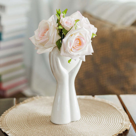 Koart Διακοσμητικό Βάζο Κεραμικό Love Λευκό 10.5xΥ23cm