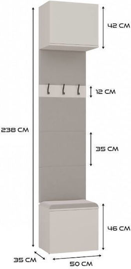 Hallway Furniture with Hanger / Shoe Rack & Wardrobe Cashmere 150x35x238cm