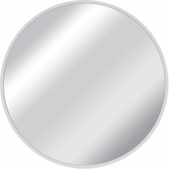 BD art Стенно Огледало с Бяла Дървена Рамка с Диаметър 60cm