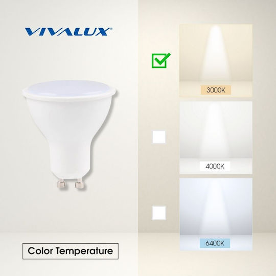 Vivalux LED Bulb 3W For GU10 Socket And MR16 Shape Warm White 250lm