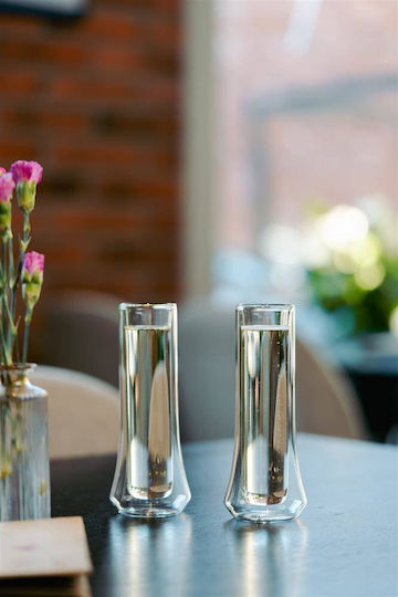 Vialli Design Set of Champagne Glasses Made of Glass Goblets 140ml 2 Pieces