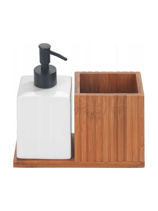Wenko Bamboo Liquid Dispenser Organizer Mera