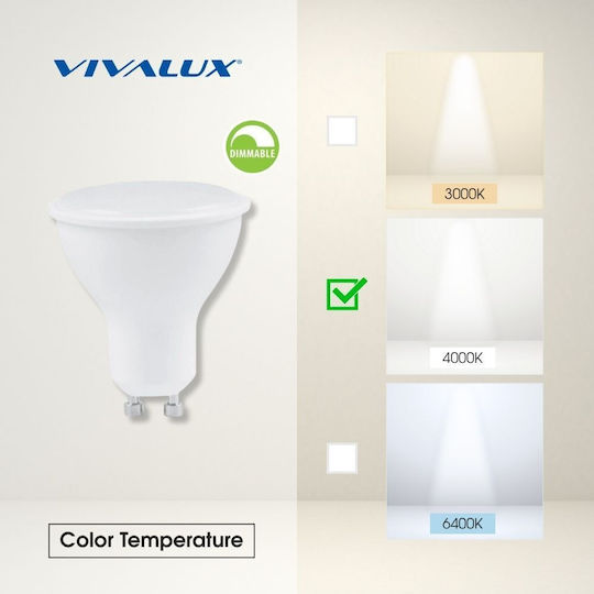 Vivalux LED Bulb 7W for Socket GU10 Natural White 560lm Dimmable