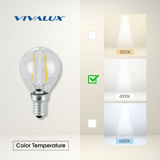 Vivalux Λάμπα LED 4W για Ντουί E14 Φυσικό Λευκό
