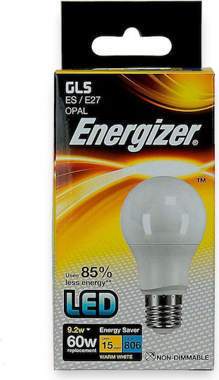 Energizer Λάμπα LED 9.2W για Ντουί E27 Θερμό Λευκό 806lm
