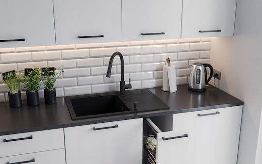 GraniteQ Надеждна мивка Порцелан 78x50x20см Черно