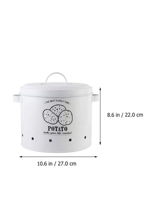 Metal Storage Box with Lid White 3 Pieces