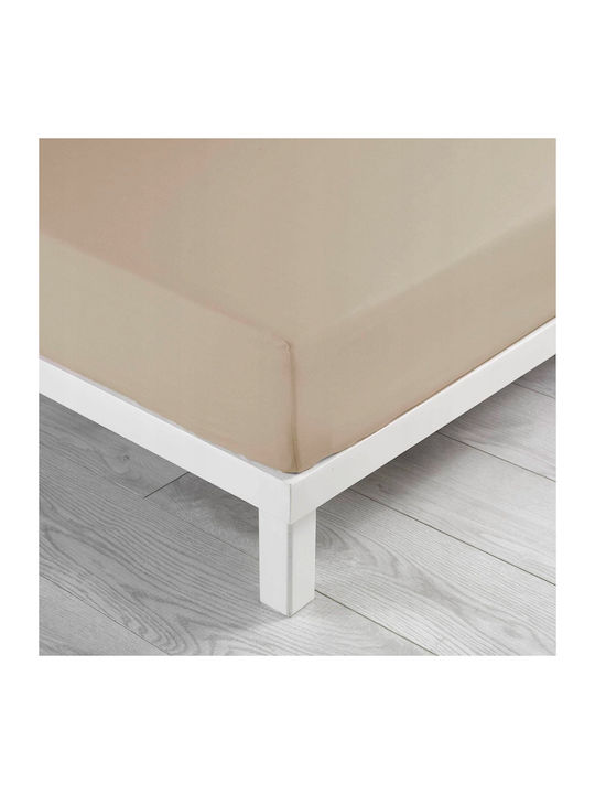 Douceur d'Intérieur Σεντόνι Υπέρδιπλο με Λάστιχο 160x200εκ. Μπεζ