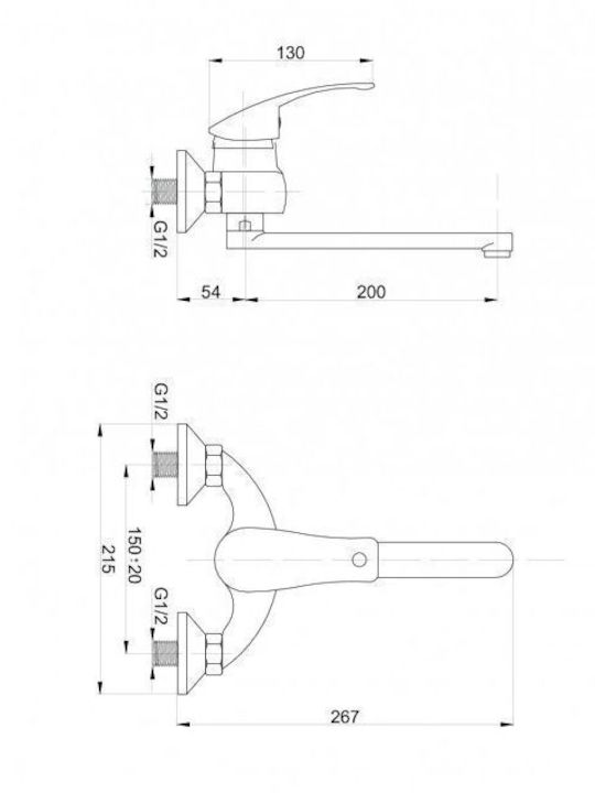 Hydroland Μπαταρία Κουζίνας Πάγκου Ασημί