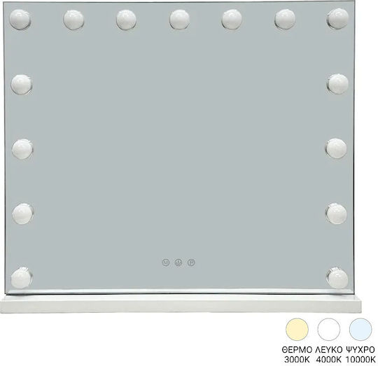 Pakketo Hollywood Quadratischer Weißer Wandspiegel mit LED Beleuchtung 62x62cm Pakketo Hollywood Quadratischer Weißer Wandspiegel mit LED Beleuchtung 62x62cm