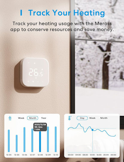 Meross Цифров Термостат за Стая Smart с Тъчскрийн и Wi-Fi