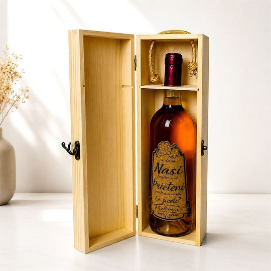 Premium Wine Proposal Package Godparents In Engraved Wooden Box Manor Illustration