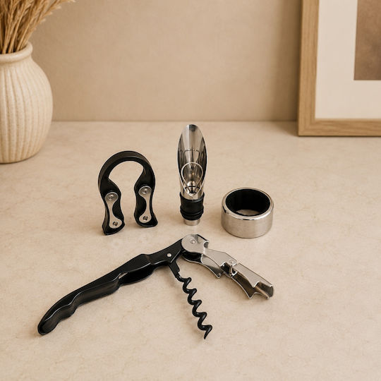 Set Premium Vin "Best Dad" Casetă Din Piele Ecologică 4 Accesorii Somelier Vin Alb Personalizat