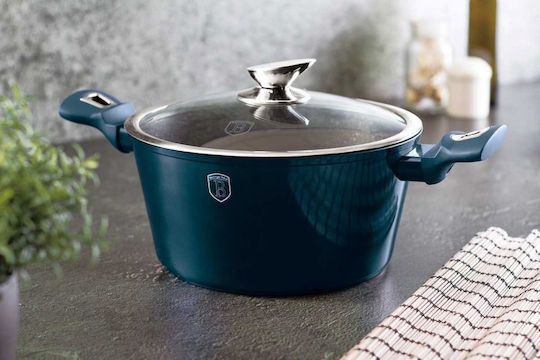 Berlinger Haus Metallic Line Комплект Съдове За Готвене От Алуминий Aquamarine Collection С Вътрешно Покритие От Камък 3 Съдове