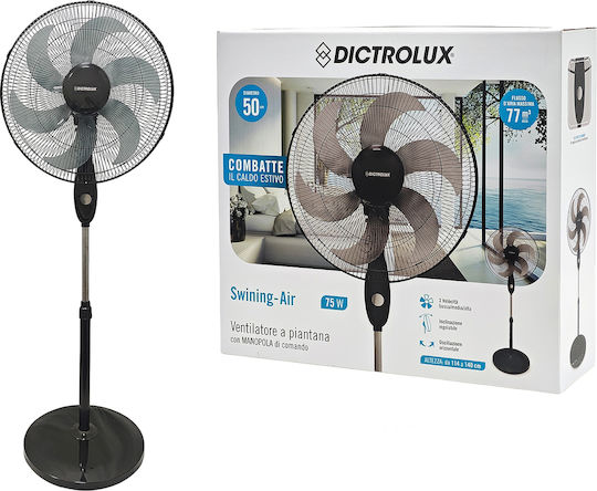 DictroLux Ανεμιστήρας Ορθοστάτης 60W Διαμέτρου 50cm Μαύρος