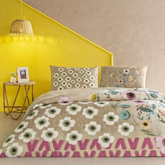 Tac Set Huse Pentru Pilote Dublu 200x220cm Bej Model Floral