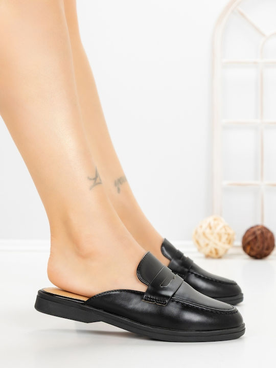 Pantofi Mules Dama Flat Negru Culoare Full Face